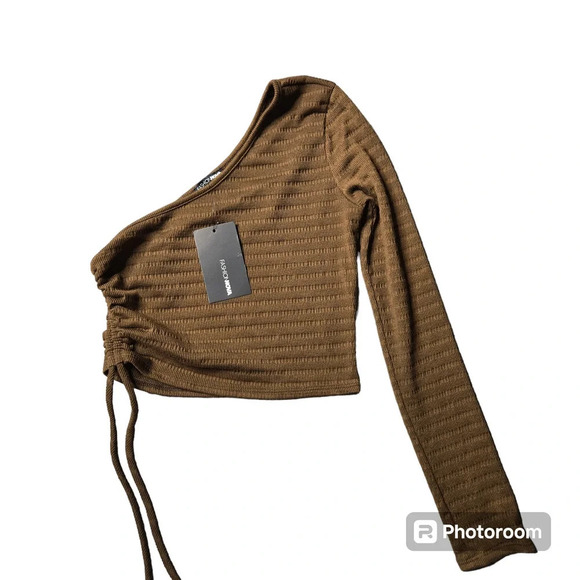 Fashion Nova Brown Isla One Shoulder Top - Picture 2 of 5
